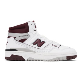 뉴발란스 New Balance White & Burgundy 650 Sneakers 232402M236005