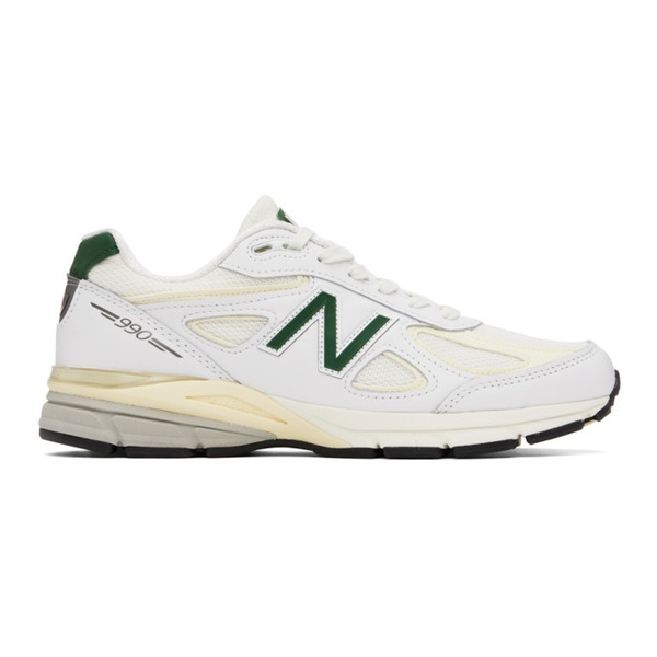 뉴발란스 뉴발란스 New Balance White & Green Made in USA 990v4 Sneakers 232402M237185