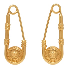 베르사체 Versace Gold Safety Pin Earrings 232404F022027