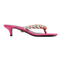 베르사체 Versace Pink Crystal Heeled Sandals 232404F125001