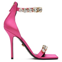 베르사체 Versace Pink Crystal Heeled Sandals 232404F125003