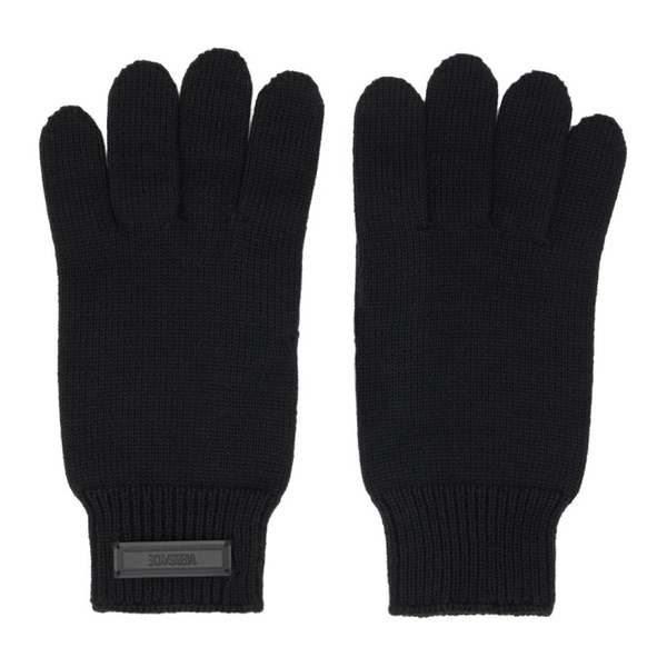 베르사체 베르사체 Versace Black Logo Gloves 232404M135000