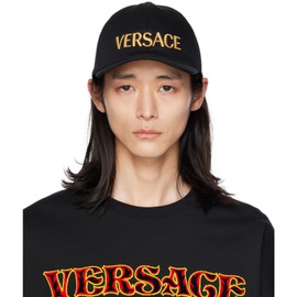 베르사체 Versace Black Embroidered Cap 232404M139004