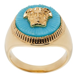베르사체 Versace Gold & Blue Medusa Biggie Ring 232404M147019