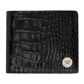 베르사체 Versace Black Croc Medusa Biggie Wallet 232404M164012