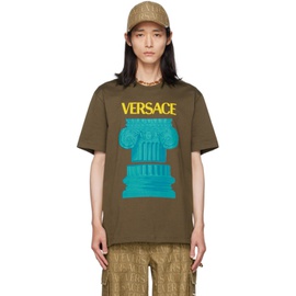 베르사체 Versace Khaki La Colonna T-Shirt 232404M213001