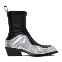 베르사체 Versace Black & Silver Solare Boots 232404M228001