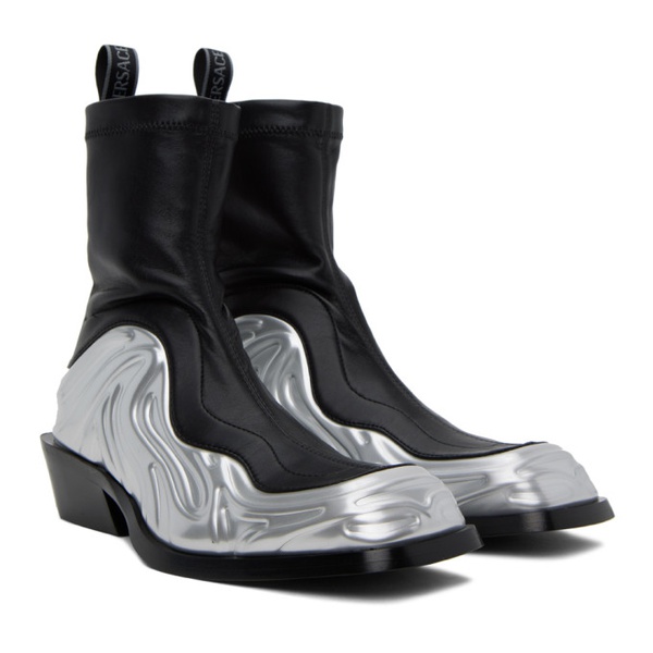 베르사체 베르사체 Versace Black & Silver Solare Boots 232404M228001