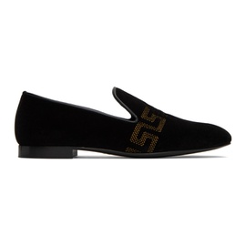 베르사체 Versace Black Embroidered Loafers 232404M231015