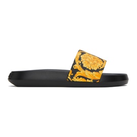 베르사체 Versace Black & Gold Barocco Slides 232404M234017