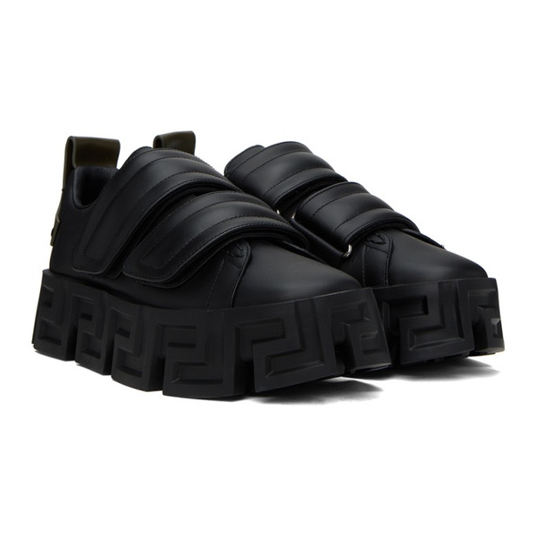 베르사체 베르사체 Versace Black Greca Portico Strap Sneakers 232404M237004