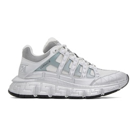 베르사체 Versace White & Silver Trigreca Sneakers 232404M237033