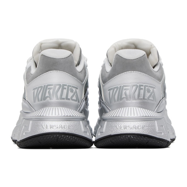 베르사체 베르사체 Versace White & Silver Trigreca Sneakers 232404M237033