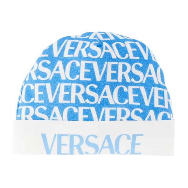 베르사체 베르사체 Versace Baby White & Blue Allover Three-Piece Set 232404M690001