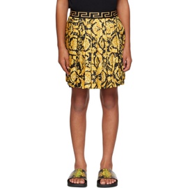 베르사체 Versace Kids Yellow & Black Barocco Skirt 232404M721001