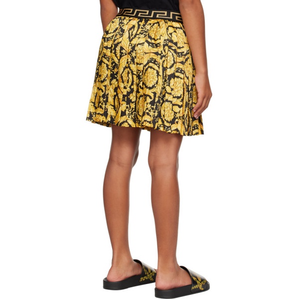 베르사체 베르사체 Versace Kids Yellow & Black Barocco Skirt 232404M721001