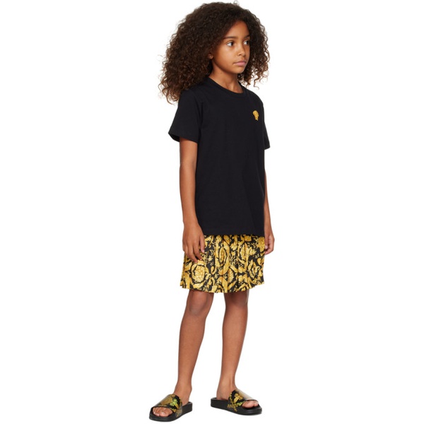 베르사체 베르사체 Versace Kids Yellow & Black Barocco Skirt 232404M721001