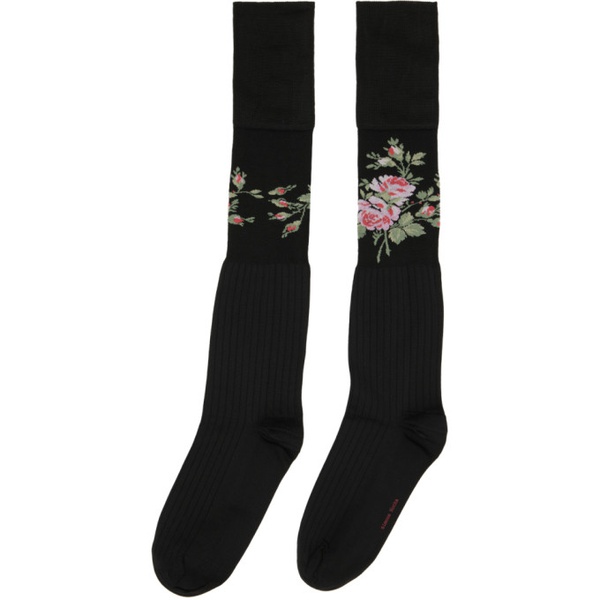  시몬 로샤 Simone Rocha Black Floral Socks 232405F076008