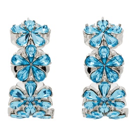 아미나 무아디 Amina Muaddi Silver & Blue Lily Hoop Earrings 232415F022005