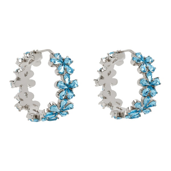  아미나 무아디 Amina Muaddi Silver & Blue Lily Hoop Earrings 232415F022005