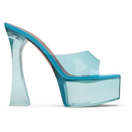 아미나 무아디 Amina Muaddi Blue Dalida Glass Plateau Heeled Sandals 232415F125020