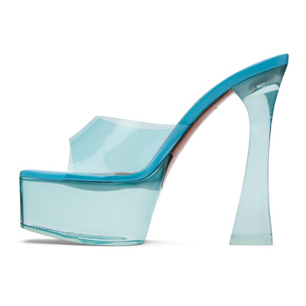  아미나 무아디 Amina Muaddi Blue Dalida Glass Plateau Heeled Sandals 232415F125020