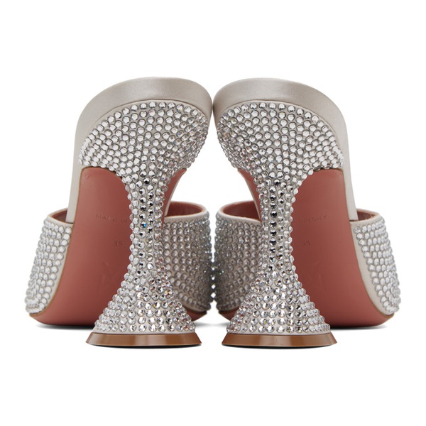  아미나 무아디 Amina Muaddi Silver Lupita Crystal Slipper Heeled Sandals 232415F125034