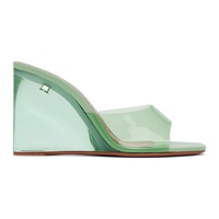 아미나 무아디 Amina Muaddi Green Lupita Glass Wedge Heeled Sandals 232415F125044