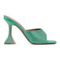 아미나 무아디 Amina Muaddi Green Lupita Crystal Heeled Sandals 232415F125049
