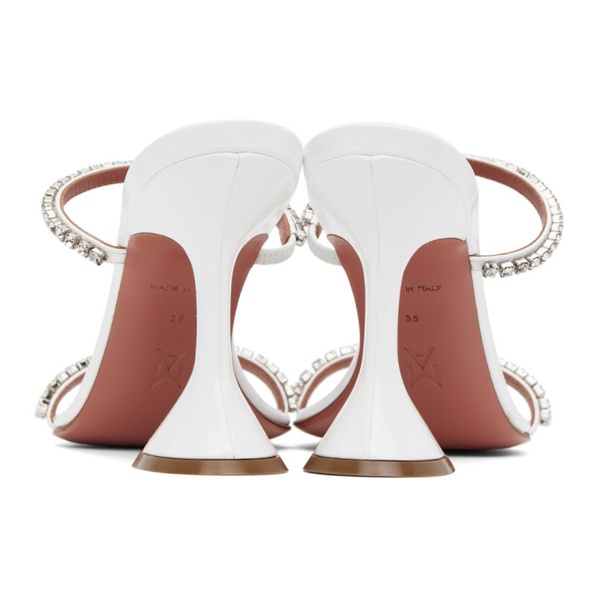  아미나 무아디 Amina Muaddi White Gilda Slipper Heeled Sandals 232415F125064