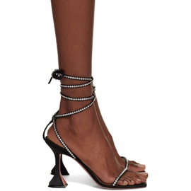 아미나 무아디 Amina Muaddi Black Vita Crystal Heeled Sandals 232415F125068