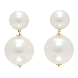 넘버링 Numbering White & Gold Pearl #9122 Drop Earrings 232439F022041