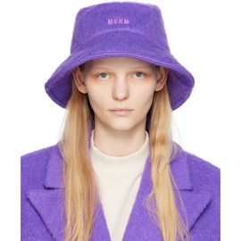 MSGM Purple Shag Knit Bucket Hat 232443F015001