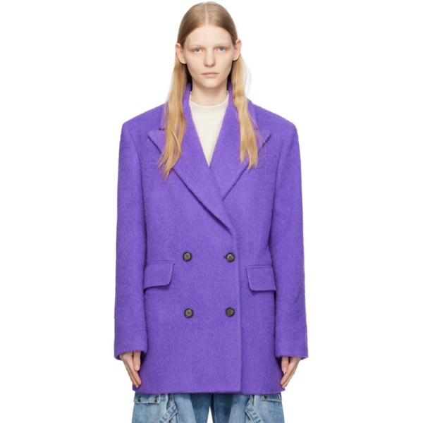  MSGM Purple Double-Breasted Coat 232443F057004