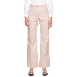 MSGM Pink Straight-Leg Faux-Leather Trousers 232443F087002