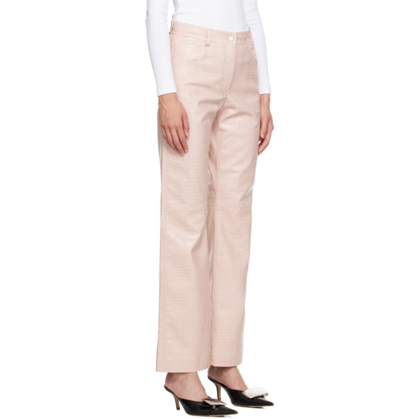  MSGM Pink Straight-Leg Faux-Leather Trousers 232443F087002