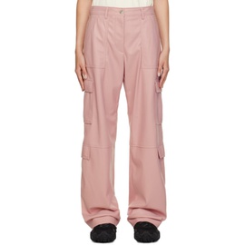 MSGM Pink Cargo Pockets Faux-Leather Trousers 232443F087005