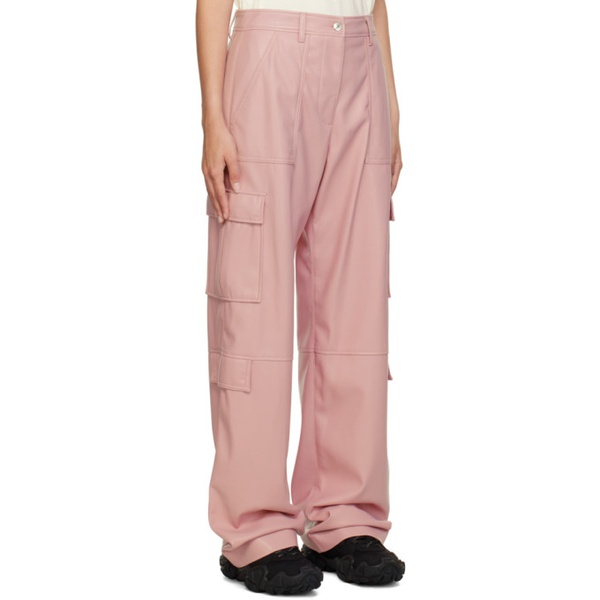  MSGM Pink Cargo Pockets Faux-Leather Trousers 232443F087005