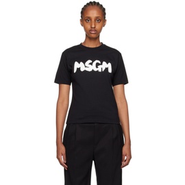 MSGM Black Printed T-Shirt 232443F110016