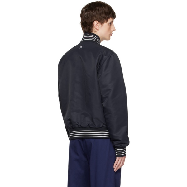  MSGM Navy Embroidered Bomber Jacket 232443M175000