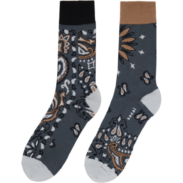 사카이 Sacai Gray Bandana Socks 232445F076001