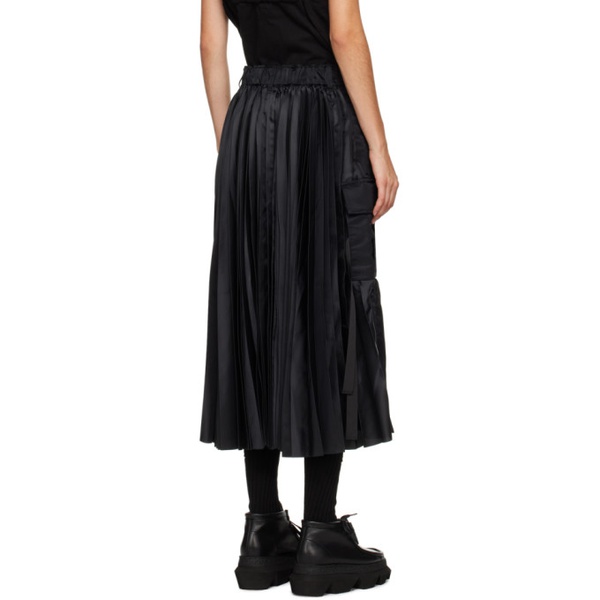  사카이 Sacai Black Pleated Midi Skirt 232445F092011