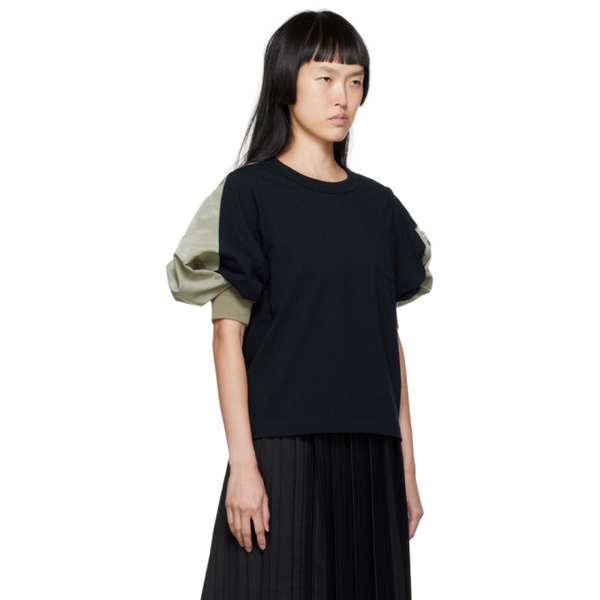  사카이 Sacai Navy & Khaki Mix T-Shirt 232445F110017