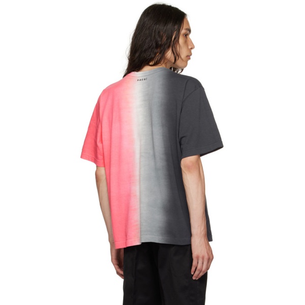  사카이 Sacai Gray & Pink Tie-Dye T-Shirt 232445M213030