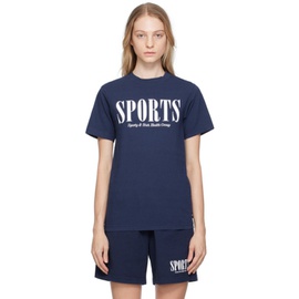 스포티 앤 리치 Sporty & Rich Navy Sports T-Shirt 232446F110004