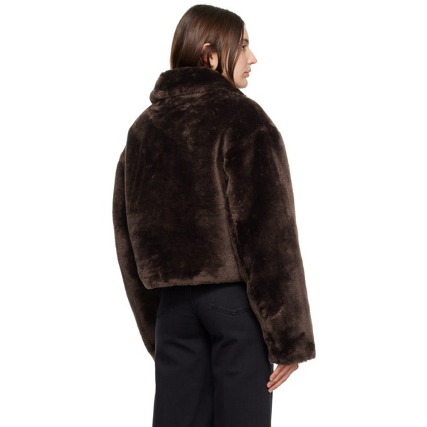  FRAME Brown Zip Faux-Fur Jacket 232455F063000
