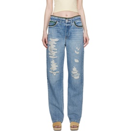 FRAME Blue Julia Sarr-Jamois 에디트 Edition Baggy Low Rise Straight Jeans 232455F069030