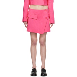 FRAME Pink Button Miniskirt 232455F090000