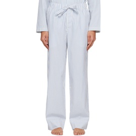 테클라 Tekla White & Blue Oversized Pyjama Pants 232482M218058