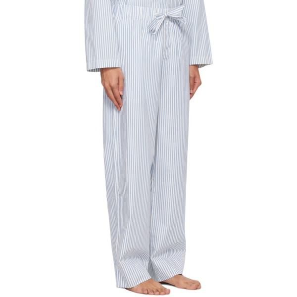 테클라 Tekla White & Blue Oversized Pyjama Pants 232482M218058